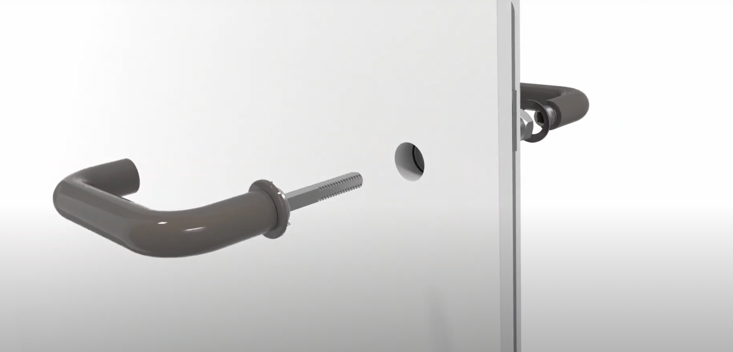 Lever handle "mini" in the colour grey in assembly illustration